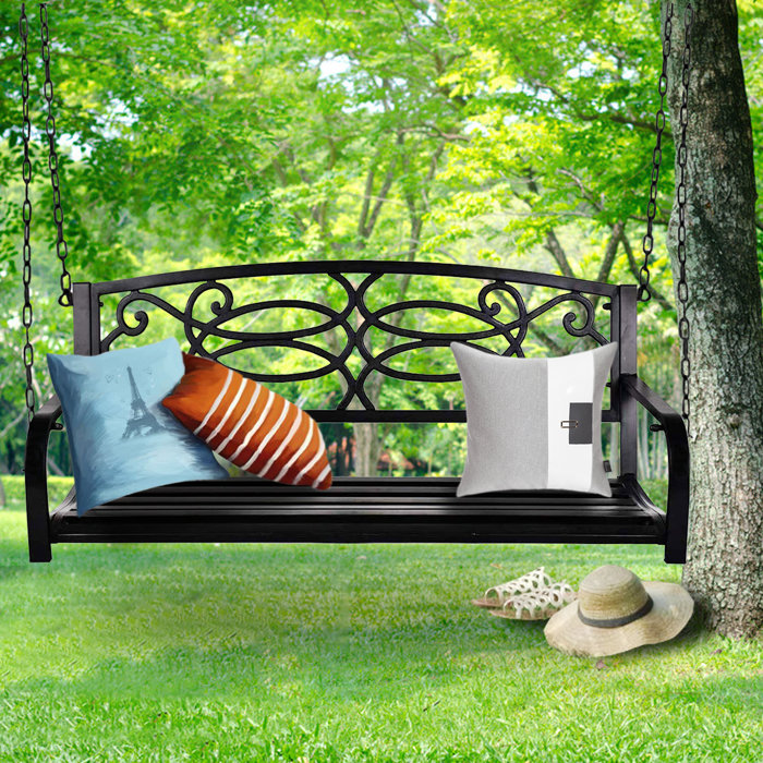 Charlton Home® Hanging Bench Swing Outdoor 2 Person Front Hanging